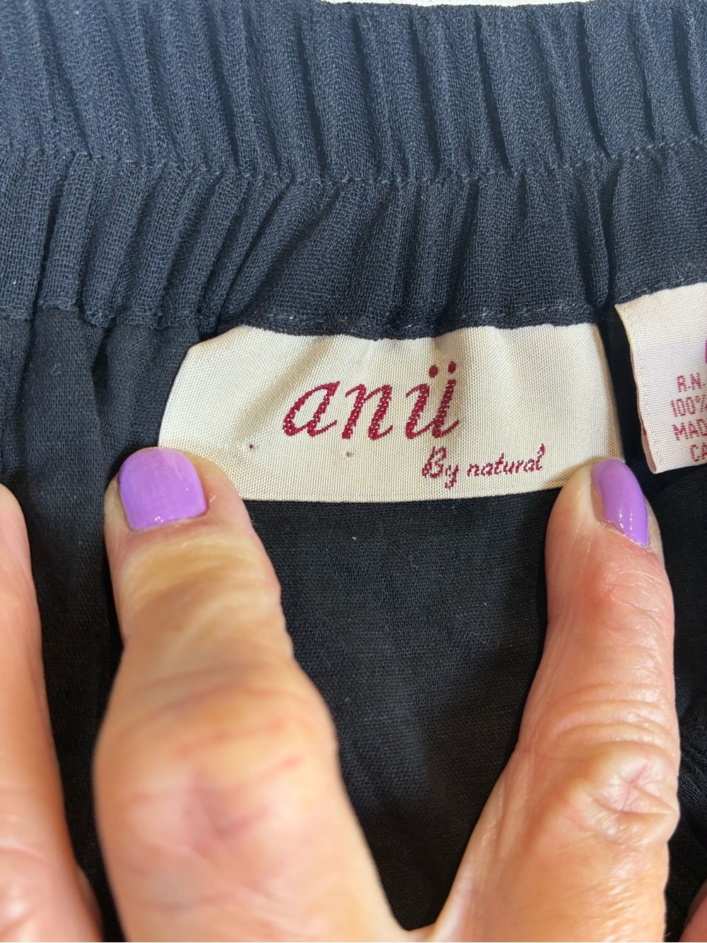 Anu by Natural Embroidered Black Maxi Skirt with Fringe, Size L - Picture 3 of 5
